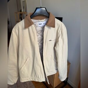 TNA Cream Workwear Jacket with Brown Corduroy Collar